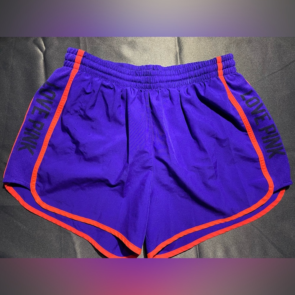 Love Pink Athletic Shorts in Purple with Red Accents